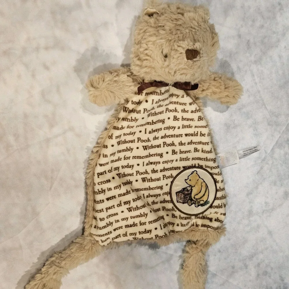 Disney Baby Classic Winnie The Pooh Lovey Security Blanket‎ Plush Flat Bear